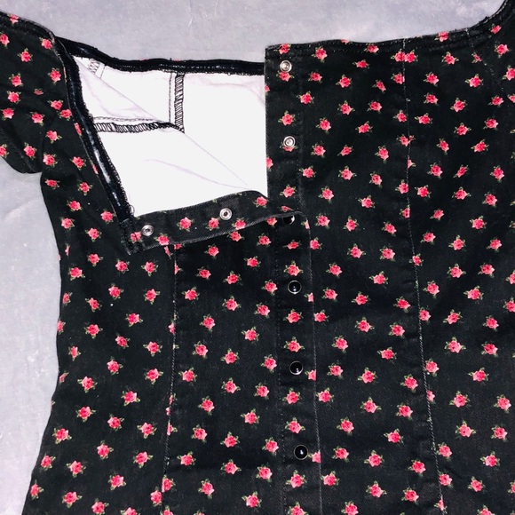 Mini Floral Button Down Mini Denim Dress - Picture 5 of 8